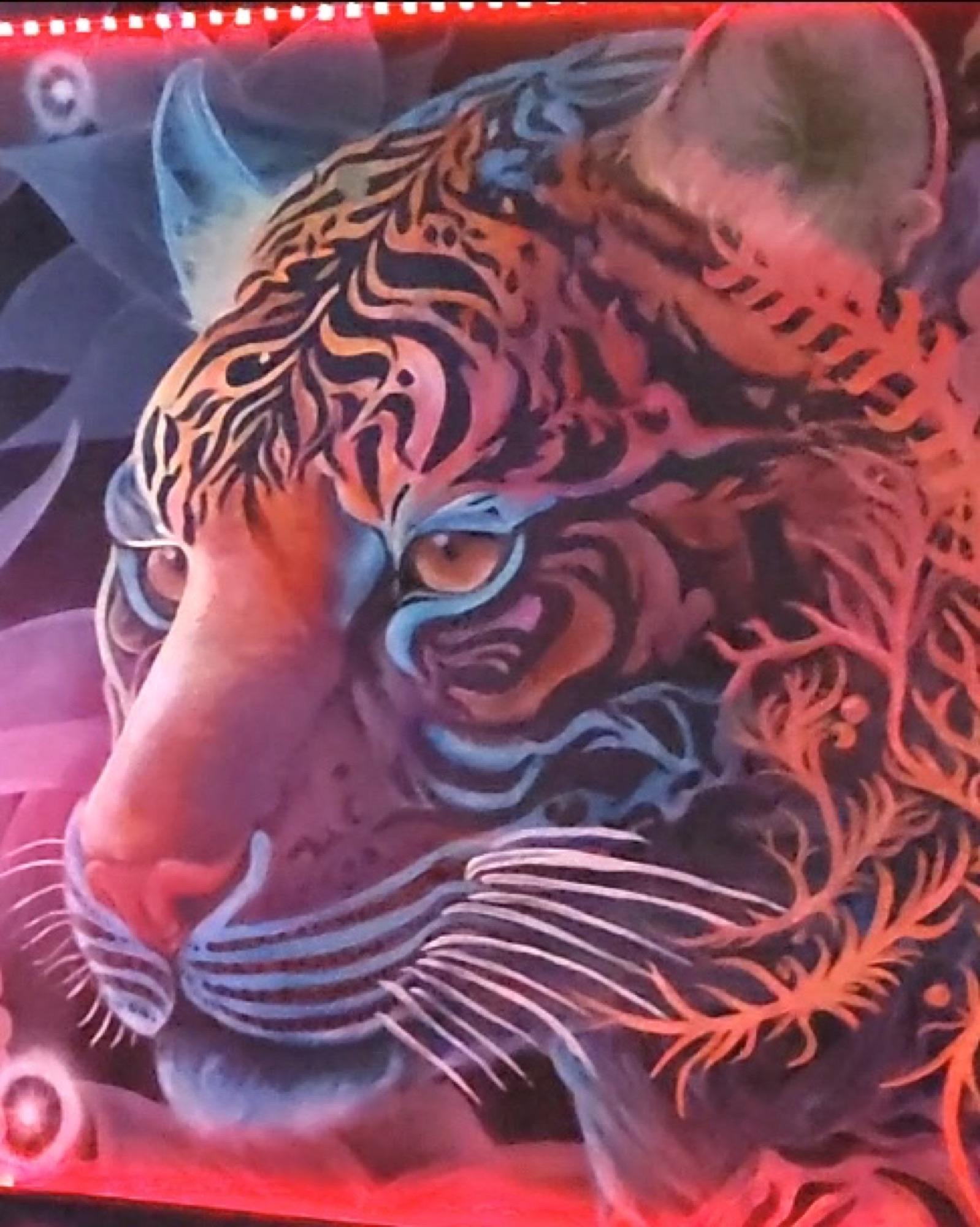 Colorful tiger mural